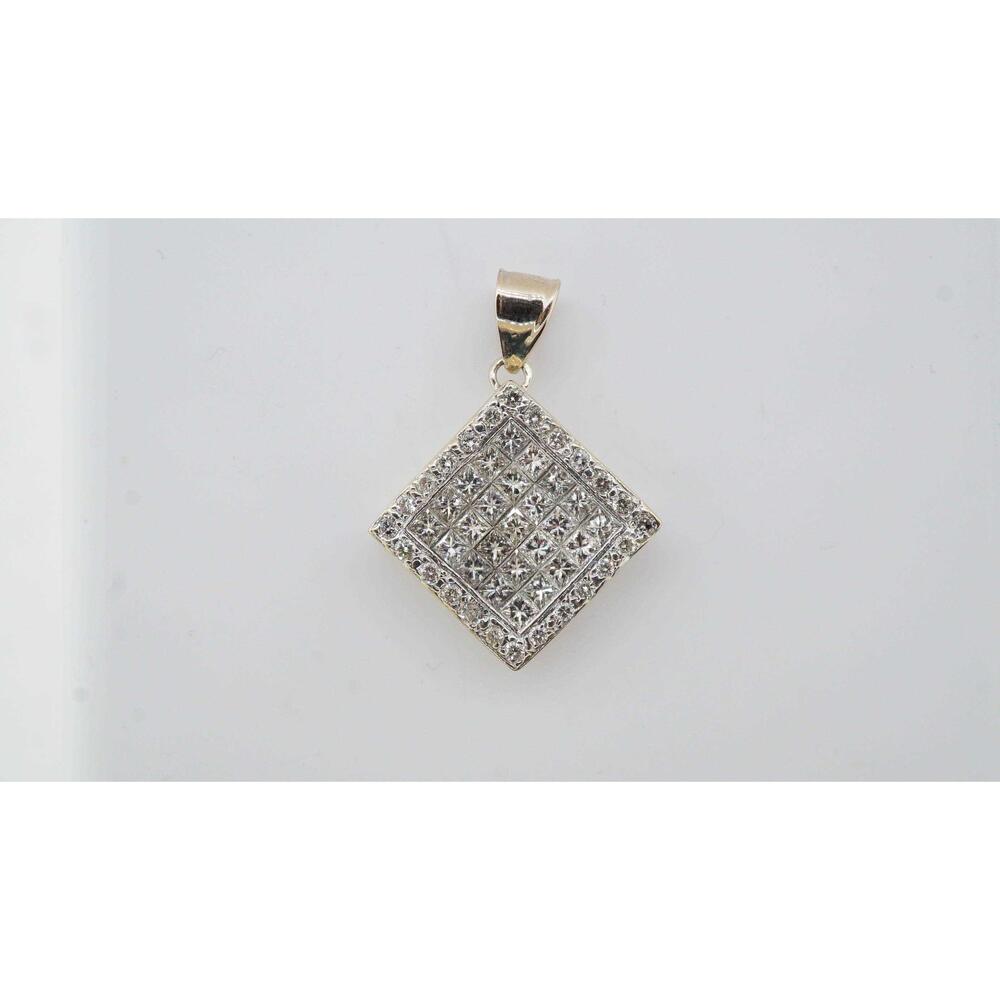 Estate Sale 14k Yellow Gold Diamond Pendant - 3.20 TCW - Vintage Style